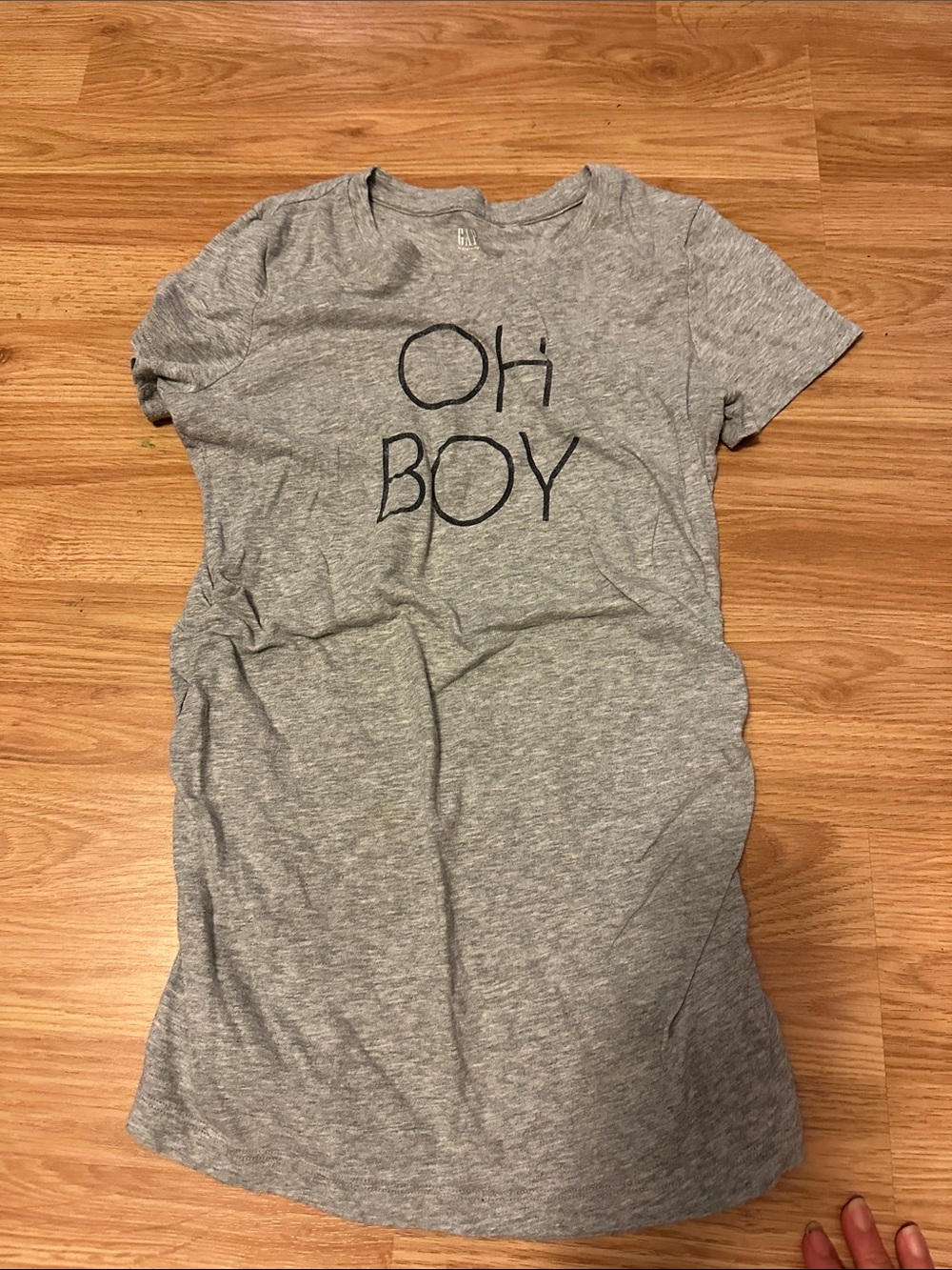 Maternity' Gray "OH BOY" Graphic Tee